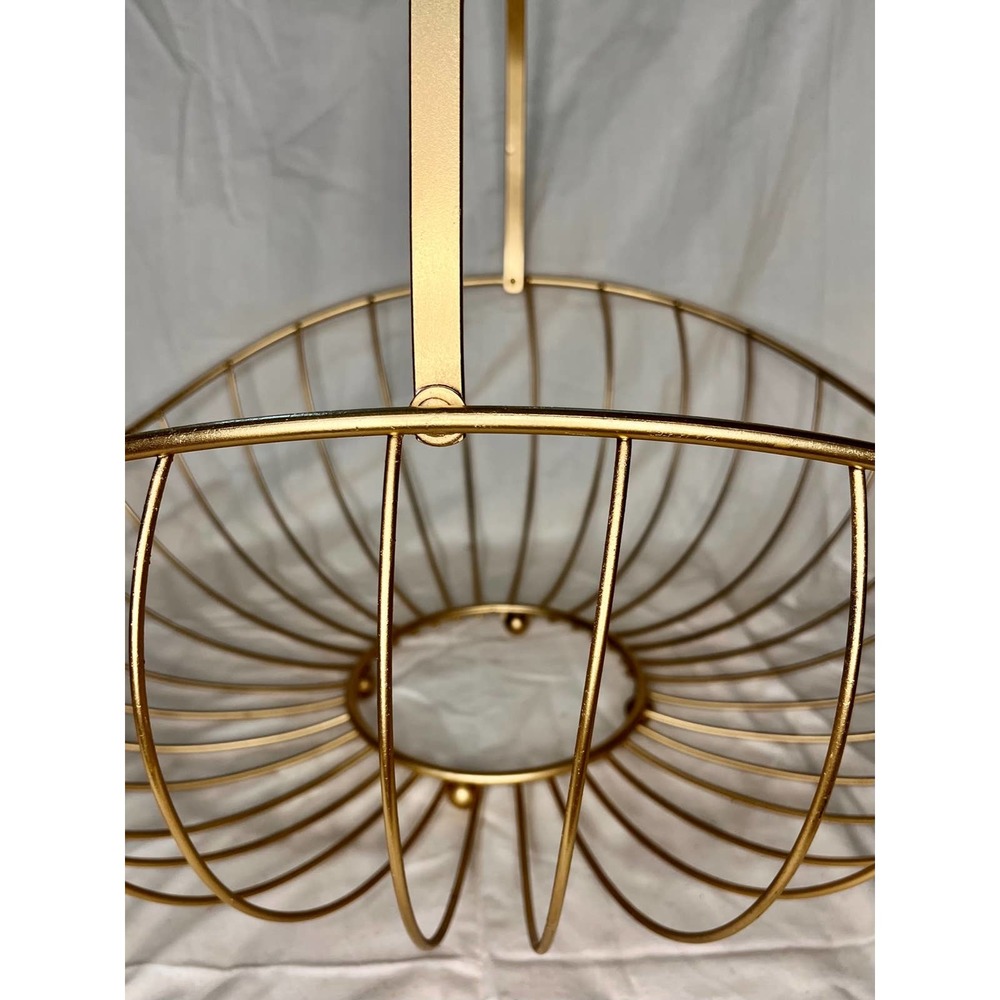 Gold wire Large metal basket with fold-down handle Perfect for Blanket storage